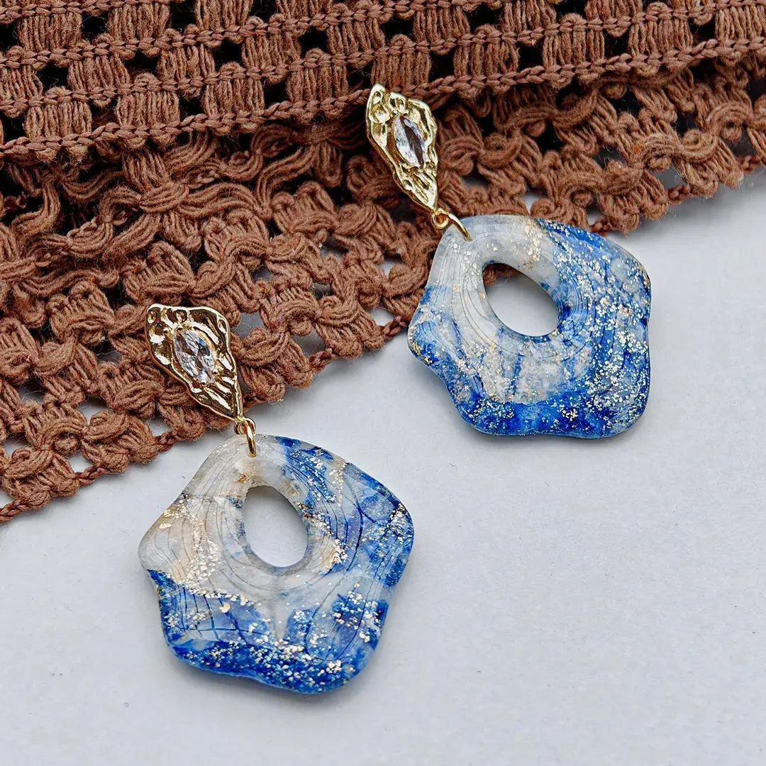 “Jingdezhen Artisan Irregular Clay Earrings - Sustainable Handcrafted Jewelry” Jc