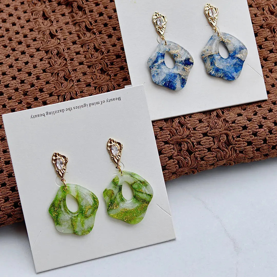 “Jingdezhen Artisan Irregular Clay Earrings - Sustainable Handcrafted Jewelry” Jc