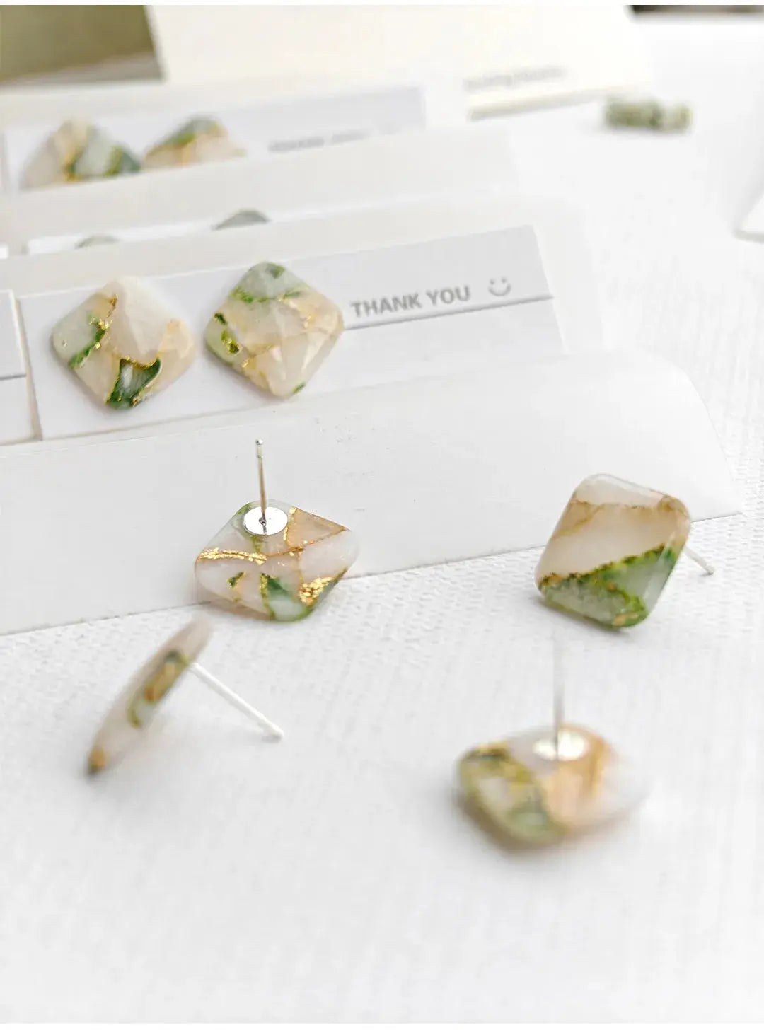 Jingdezhen Artisan Polymer Clay Earrings - Sustainable Handmade Jewelry" Jc